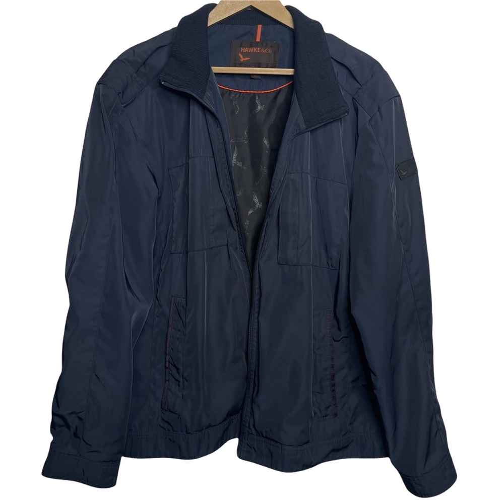 Hawke & Co Solid Navy Blue Long Sleeve Zip Front Windbreaker Jacket XL
